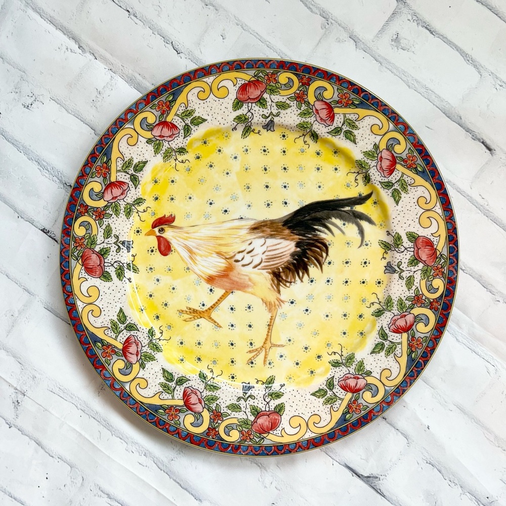 American Atelier Petite Provence Rooster Dinner Plate 5074 French Country Floral